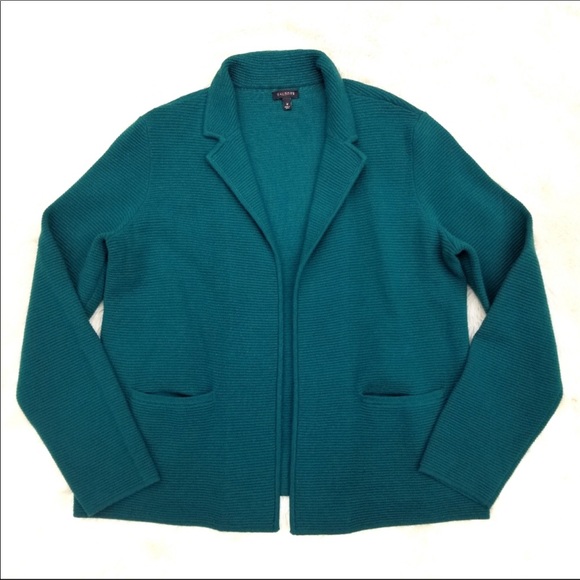 Talbots green open front ribbed knit cardigan - Picture 1 of 5
